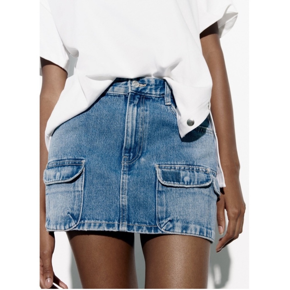 ZARA Denim Cargo Mini Skirt
